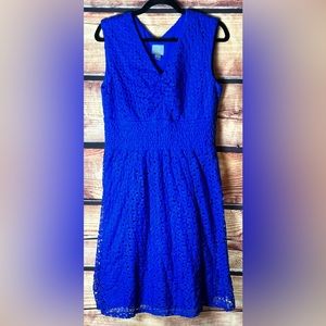 Women’s Sz L Royal Blue Stretchy Sleeveless Flare Dress